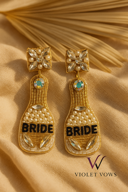 Champagne Bottle Earrings - Bride To Be