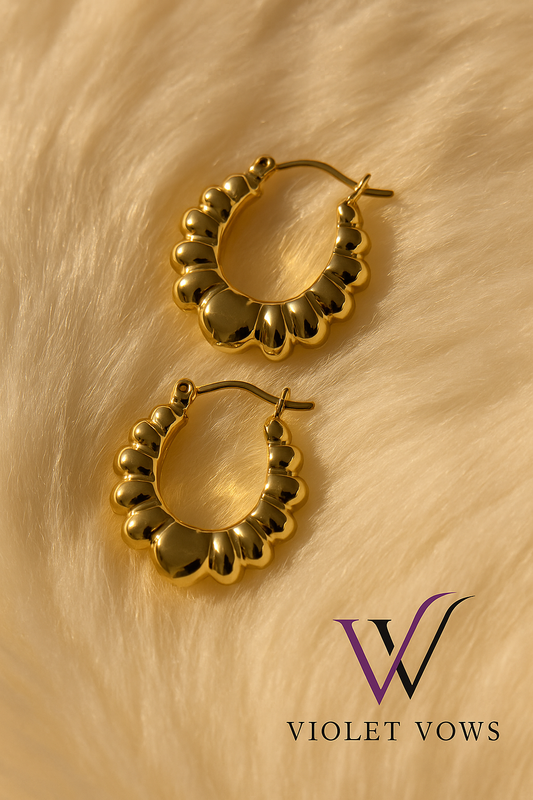 Elegant Gold Petal Hoop Earrings
