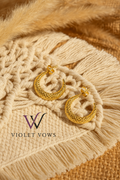 Stunning Gold Textured Half-Hoop Earrings