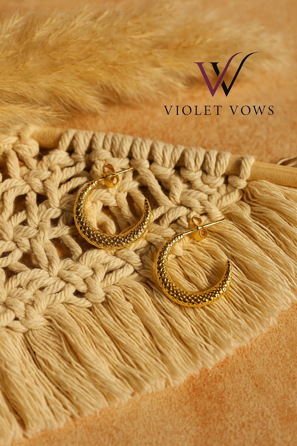 Stunning Gold Textured Half-Hoop Earrings