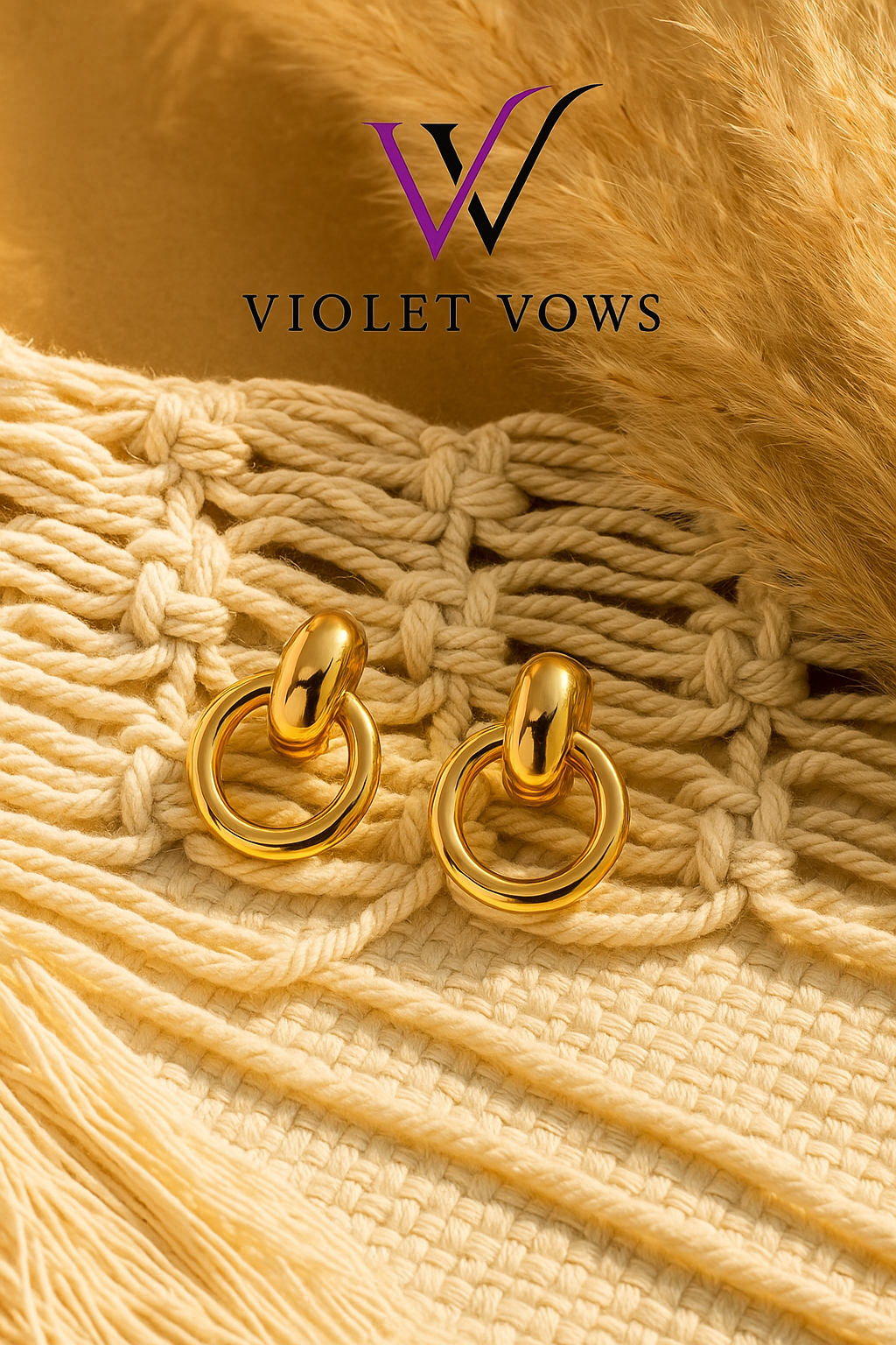 Bold Gold Link Drop Hoop Earrings