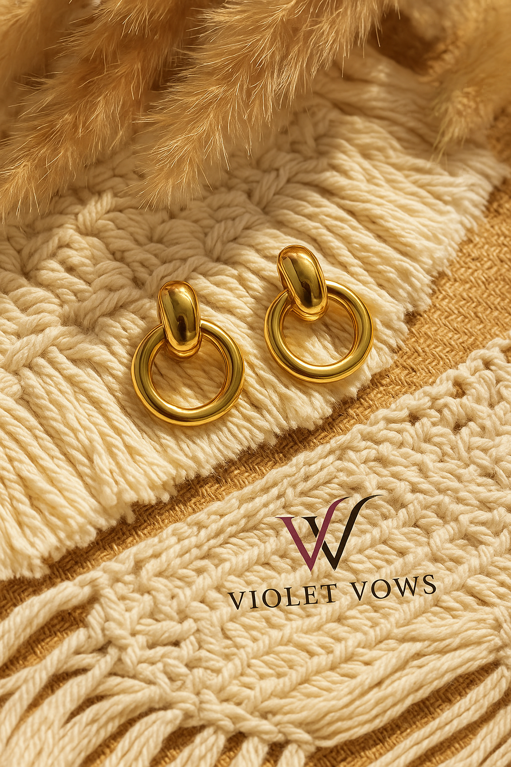 Bold Gold Link Drop Hoop Earrings