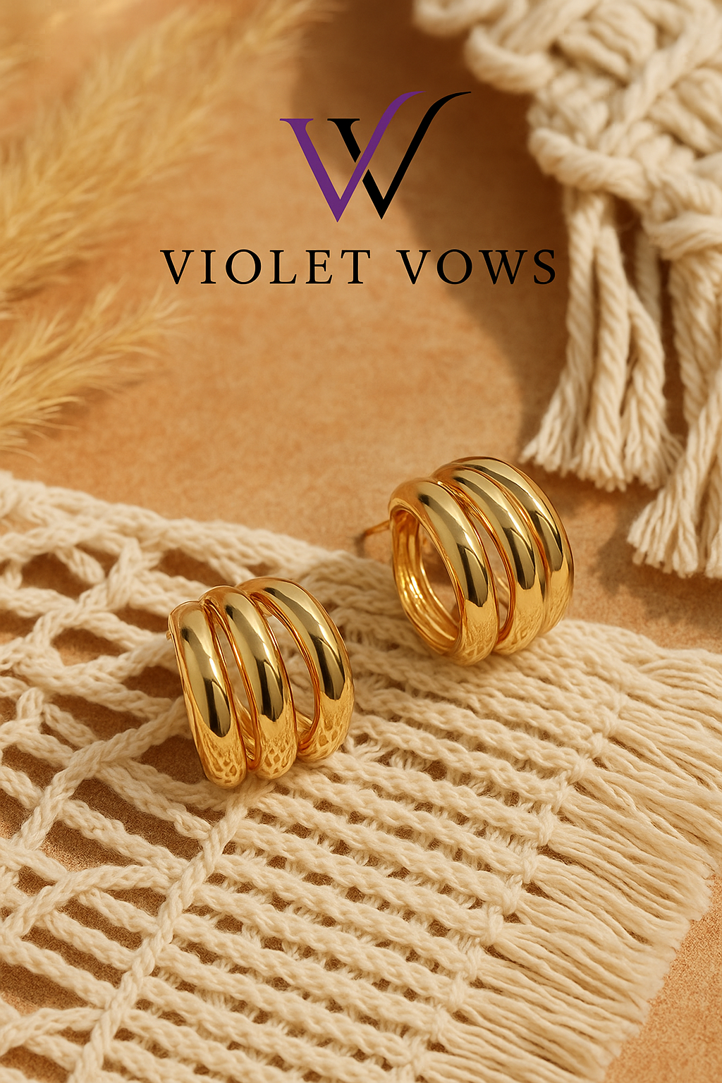 Chic Gold Triple Hoop Earrings for Women