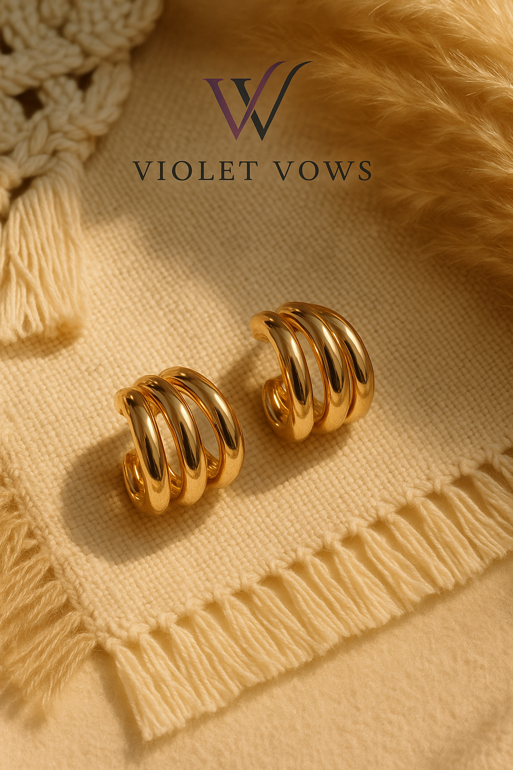 Chic Gold Triple Hoop Earrings for Women