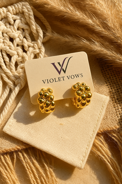 Chunky Gold Nugget Hoop Earrings