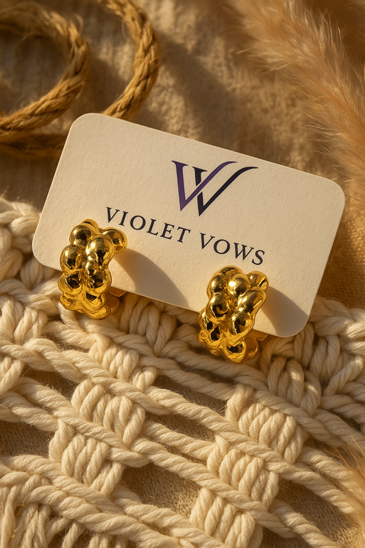 Chunky Gold Nugget Hoop Earrings