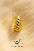 Bold Gold Dome Hoop Earrings - Ribbed Design