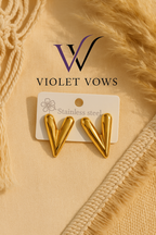 Sculpted Heart Studs - 3D Design | Gold Earrings for Women