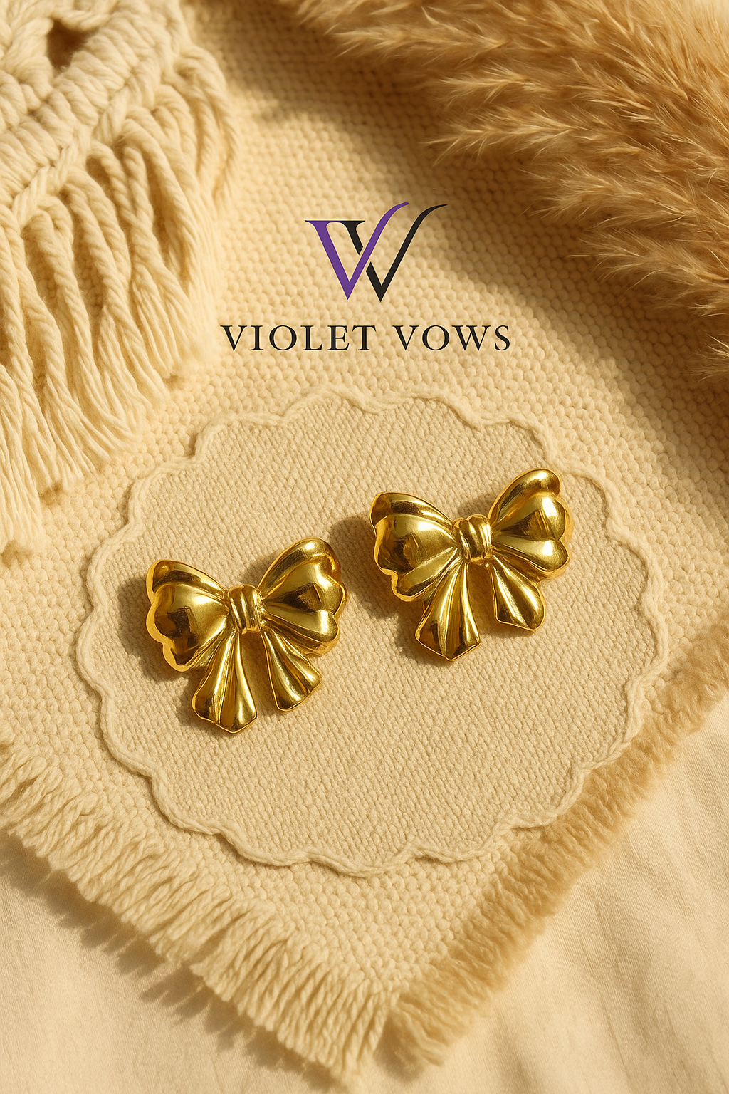 Golden Bow Studs