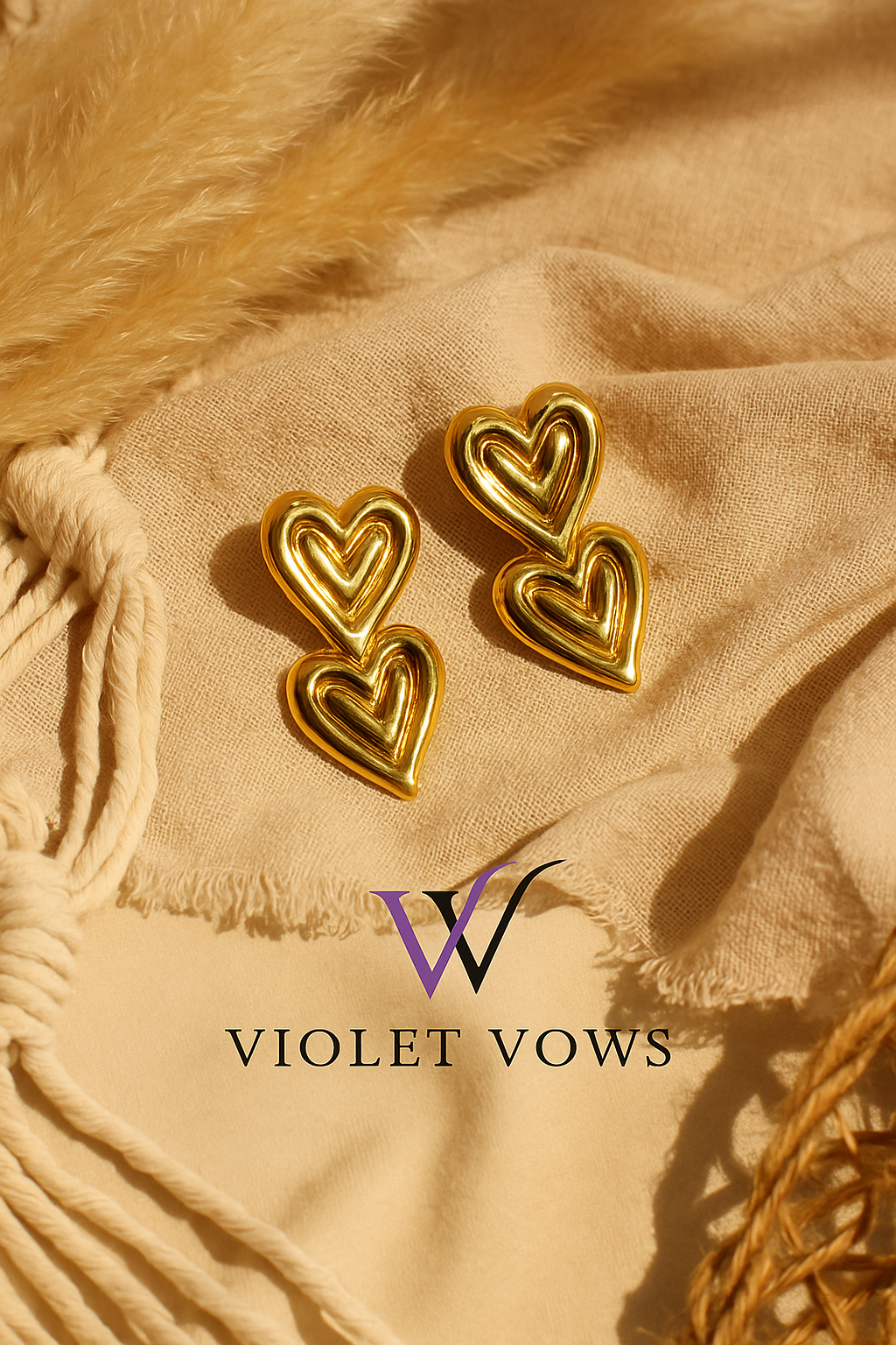 Stacked Heart Studs