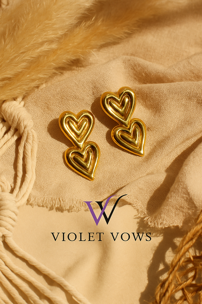 Stacked Heart Studs