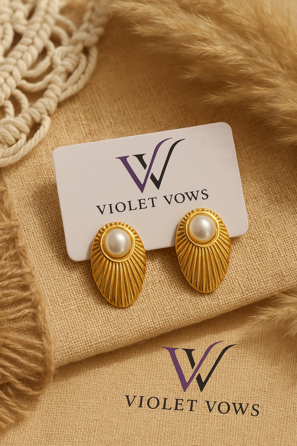 Golden Shell Pearl Studs