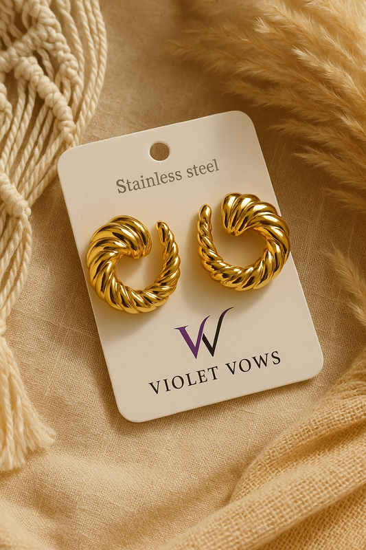Sculptural Wave Studs