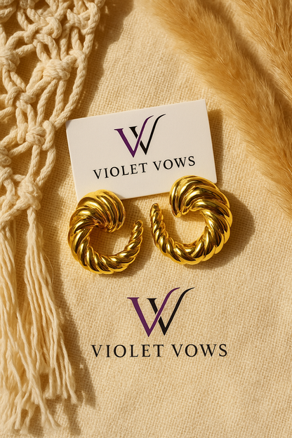 Sculptural Wave Studs