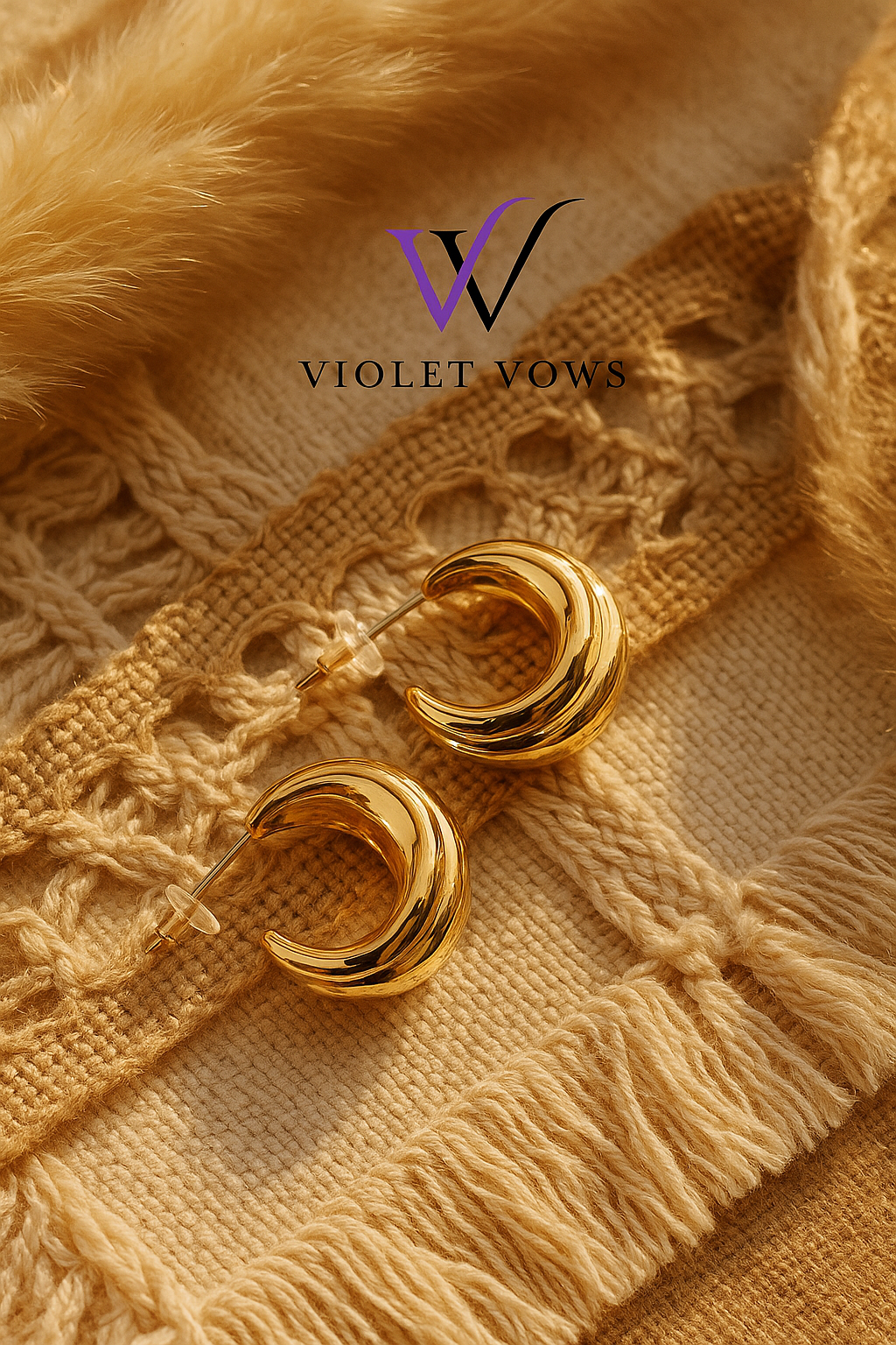 Celestial Gold Crescent Moon Hoop Earrings