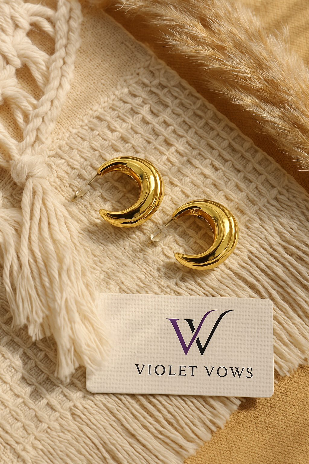 Celestial Gold Crescent Moon Hoop Earrings