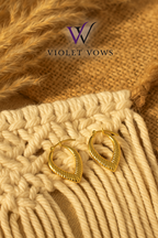 Elegant V-Shape Textured Gold Hoop Earrings
