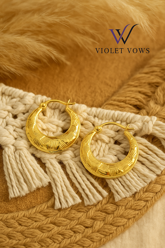 Elegant Woven Pattern Gold Hoop Earrings