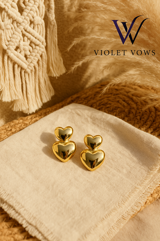 Golden Heart Drop Earrings