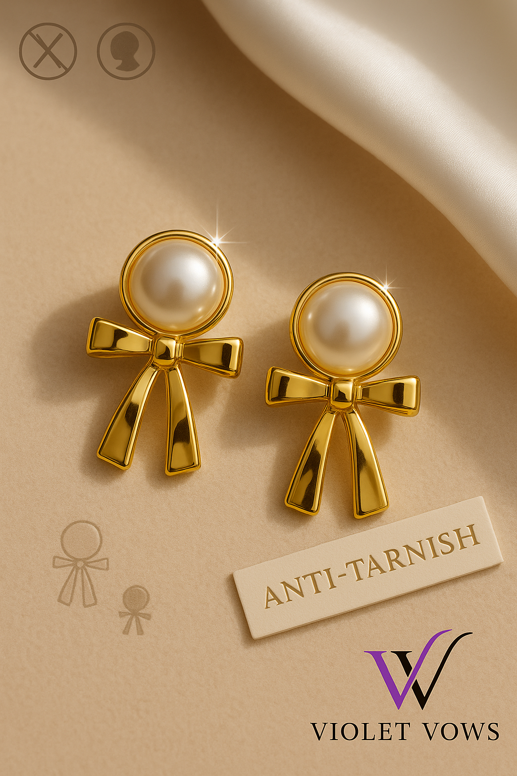 Pearl & Gold Bow Earrings