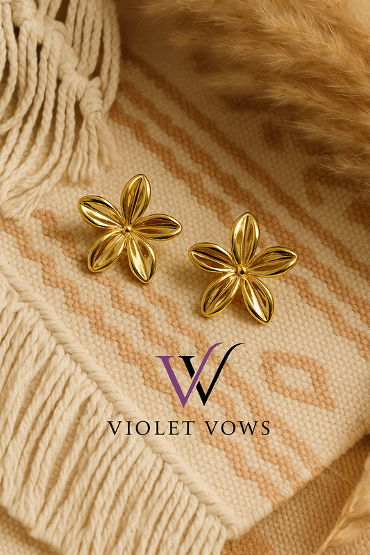 Golden Blossom Petal Earrings - Boho Chic Floral Studs
