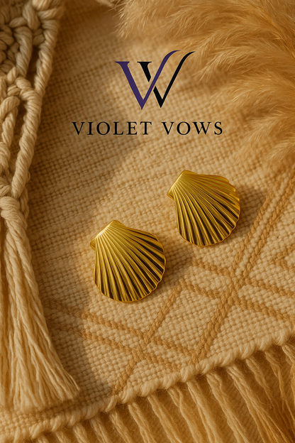 Golden Scallop Shell Earrings - Coastal-Inspired Studs