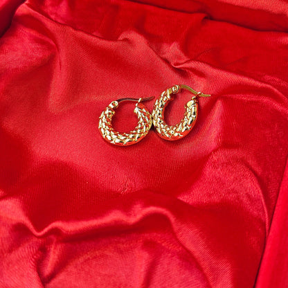 Textured Golden Hoop Earrings - Classic Chic Hoops
