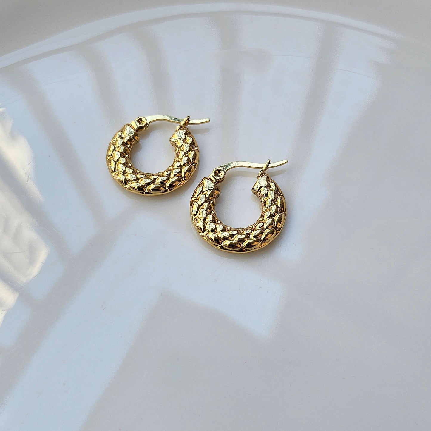 Textured Golden Hoop Earrings - Classic Chic Hoops