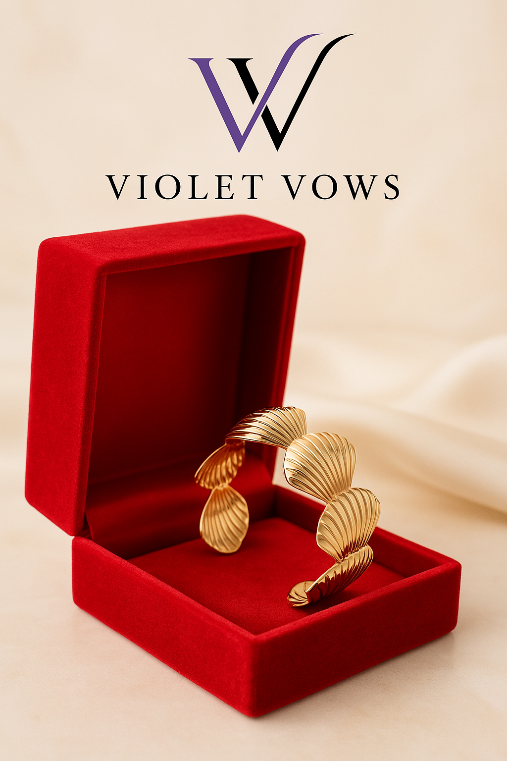 Golden Scallop Shell Cuff Bracelet - Coastal Statement Piece