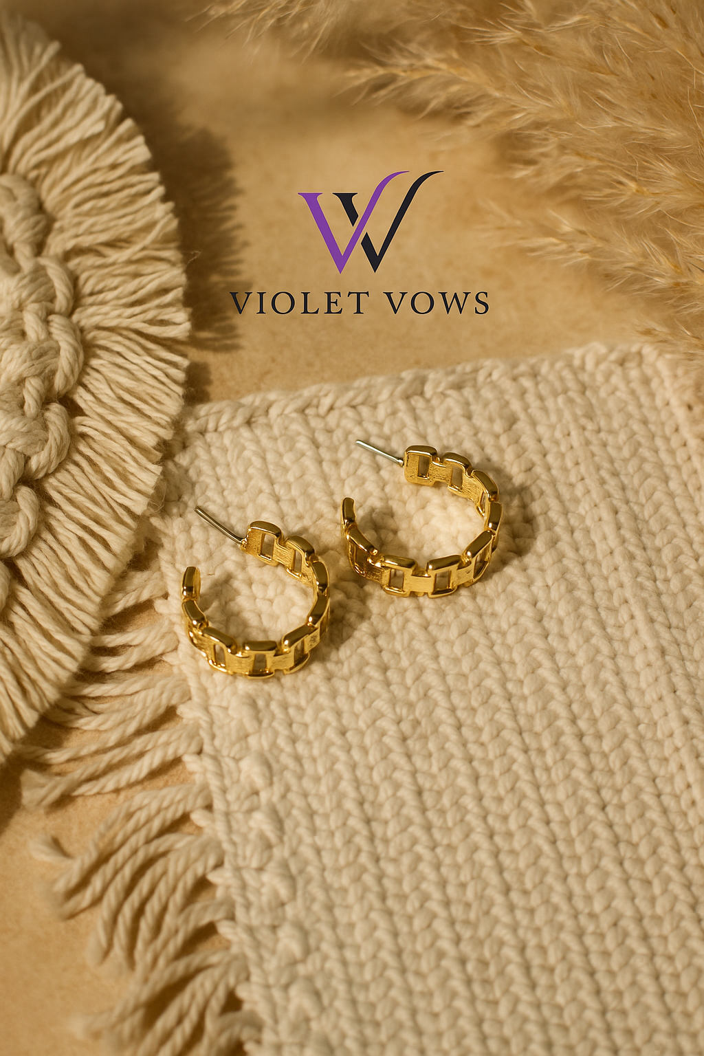 Golden Link Chain Hoop Earrings - Modern and Edgy Hoops