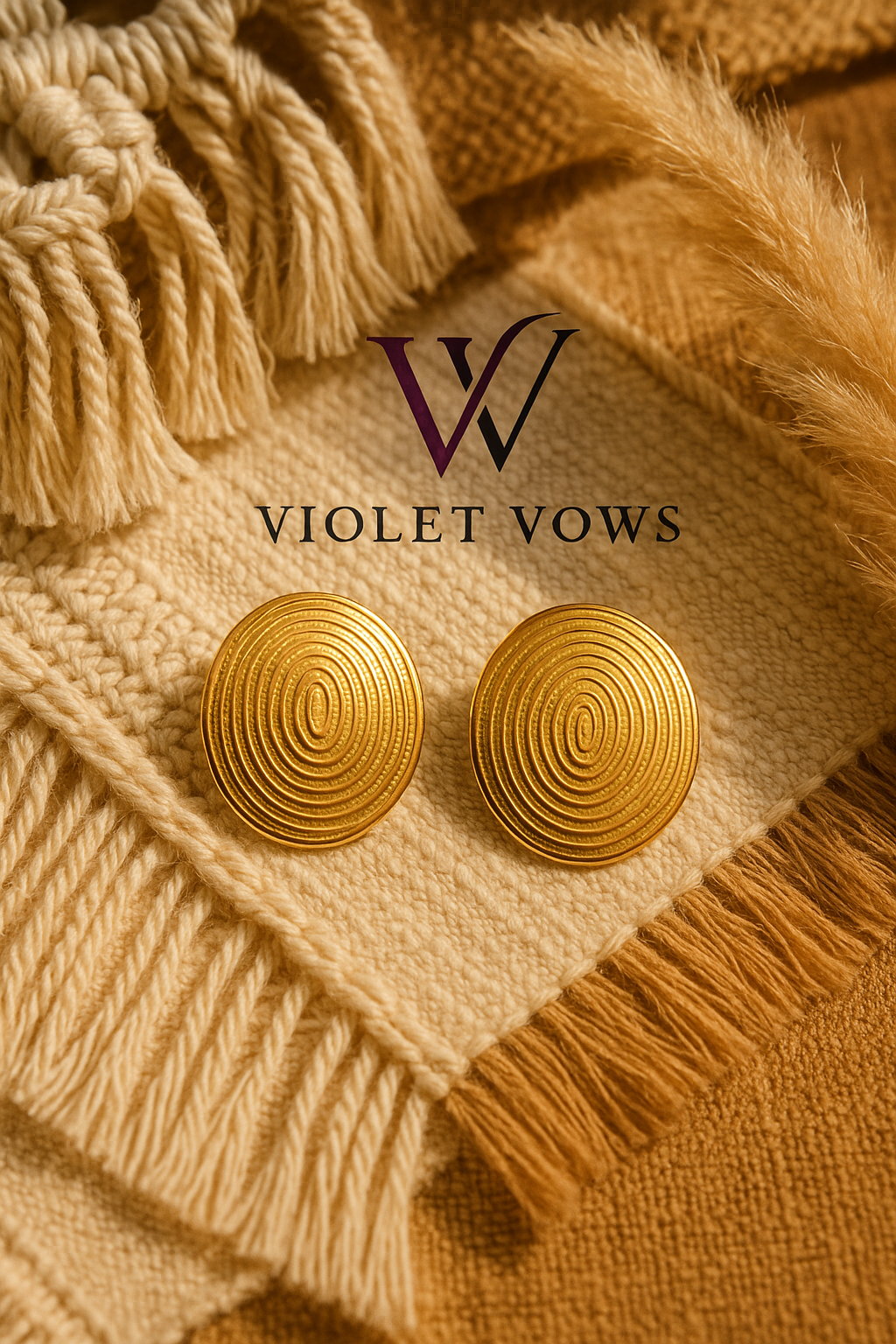 Golden Ripple Disc Earrings - Modern Statement Studs