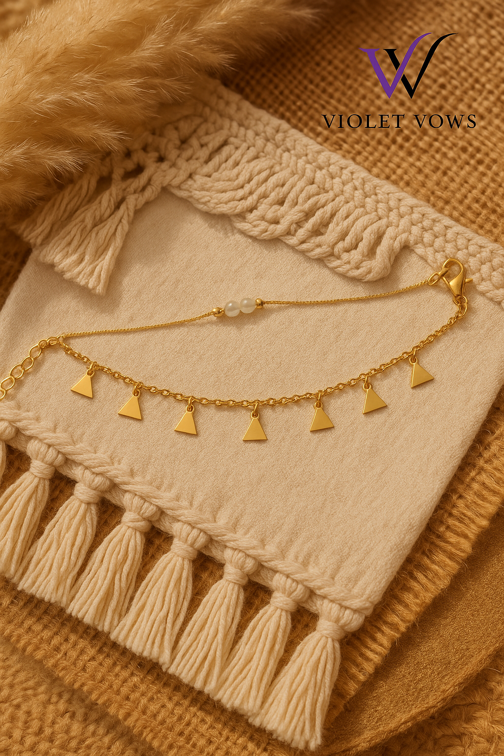 Golden Triangle Dangle Bracelet - Minimalist Boho Charm