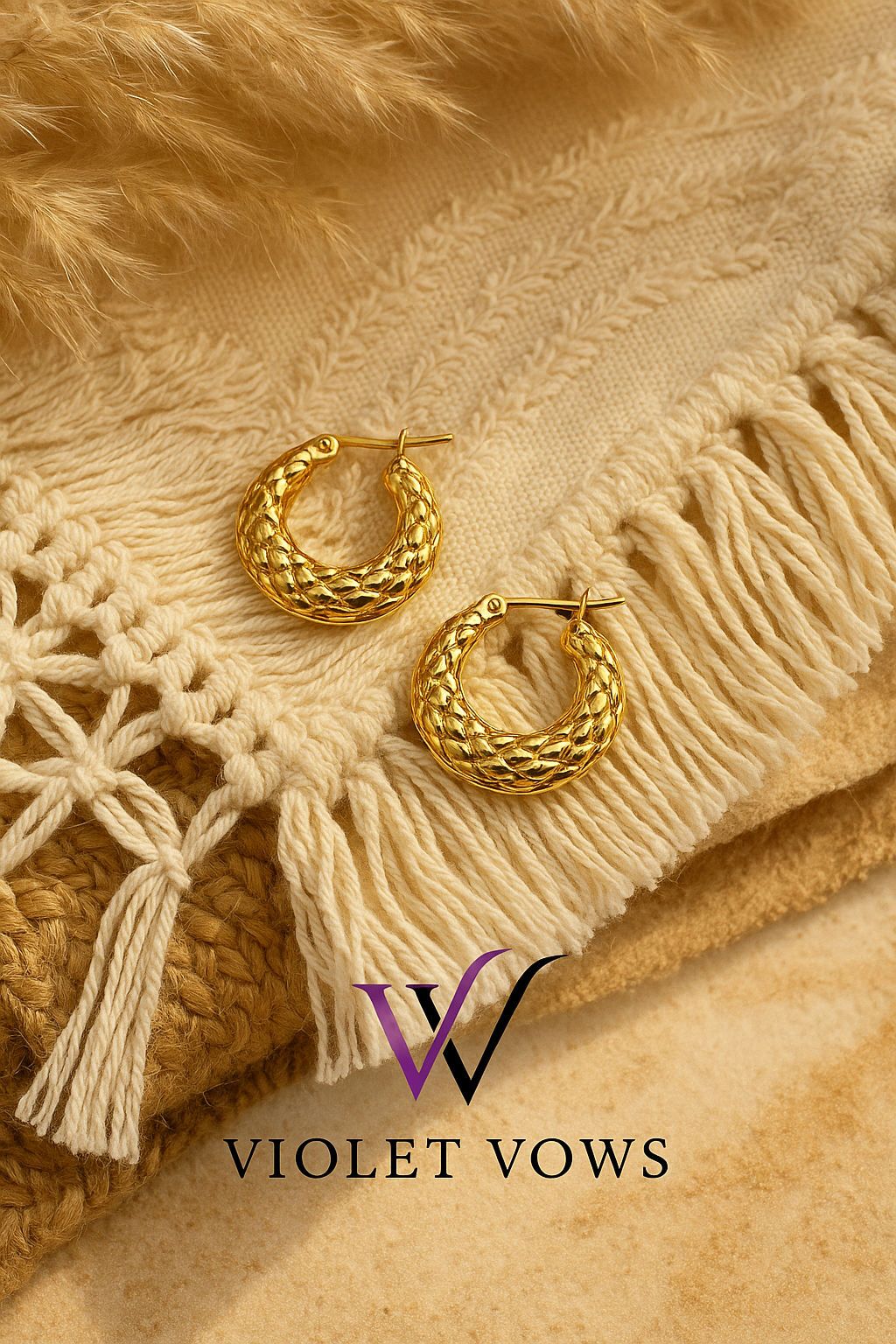 Textured Golden Hoop Earrings - Classic Chic Hoops