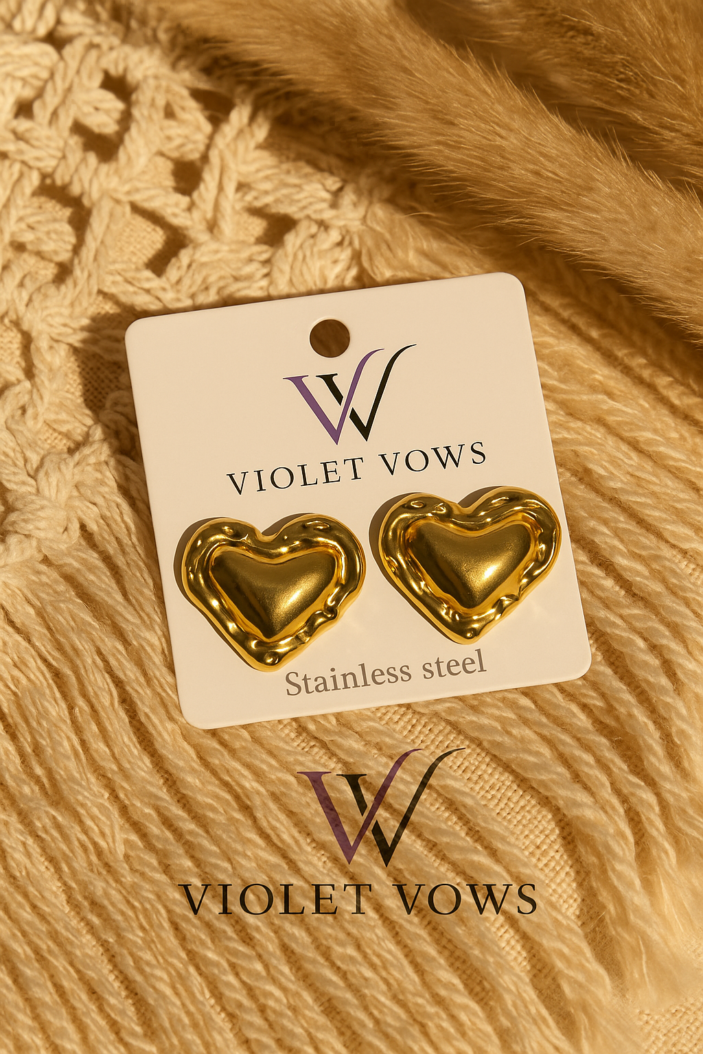 The Golden Sculpted Heart Earrings - Bold and Romantic