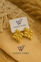 Golden Blossom Studs - Floral Petal Design | Feminine Gold Earrings