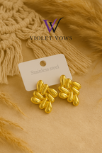 Golden Blossom Studs - Floral Petal Design | Feminine Gold Earrings