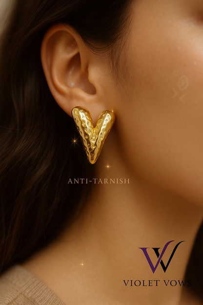 Hammered Heart Studs