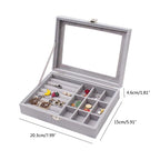 Velvet Jewelry Organizer Box with Glass Lid – Adjustable Ring, Earring & Bracelet Storage (Any Random Colour, No Jewellery Included))