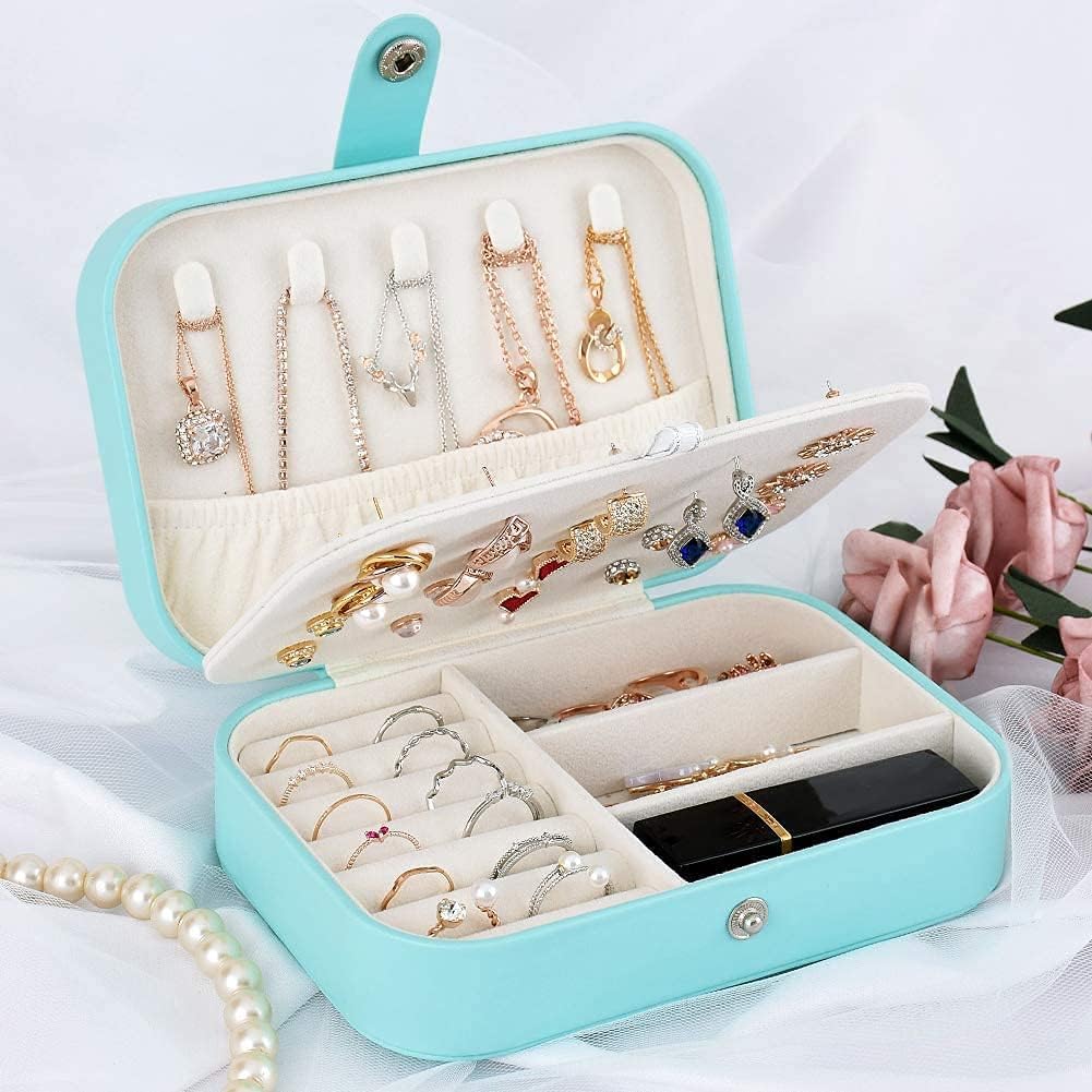 Portable Jewelry Organizer Box for Women – Travel Case for Rings, Earrings & Necklaces (Any Random Colour, No Jewellery Included))