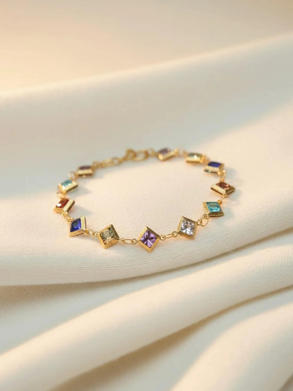 Ariah Bracelet – Elegant Multicolor Stone Gold Plated Bracelet for Women