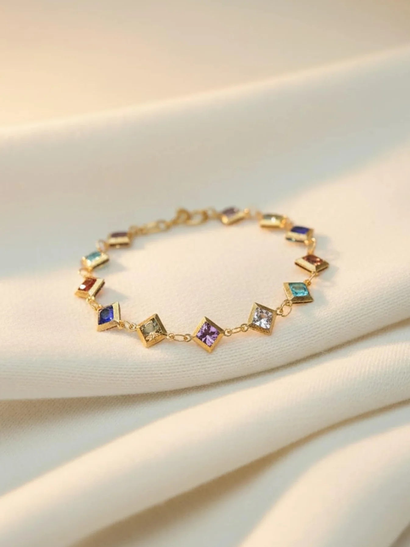 Ariah Bracelet – Elegant Multicolor Stone Gold Plated Bracelet for Women