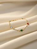 Arlette Bracelet – Minimal Multicolor Stone Gold Chain Bracelet