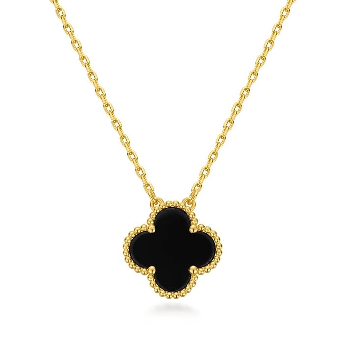 Black Clover Pendant Necklace for Women – Gold Chain Elegant Charm Necklace