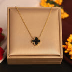 Black Clover Pendant Necklace for Women – Gold Chain Elegant Charm Necklace