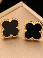 Black Clover Stud Earrings for Women