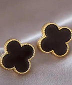 Black Clover Stud Earrings for Women