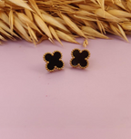 Black Clover Stud Earrings for Women