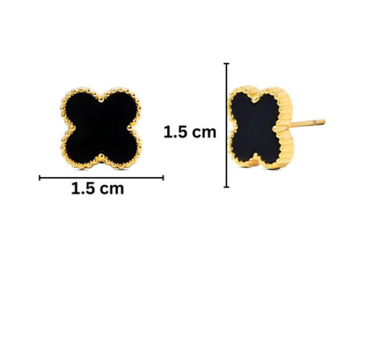 Black Clover Stud Earrings for Women