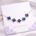 Blue Floral clover Bracelet for Women – Adjustable Charm Bracelet