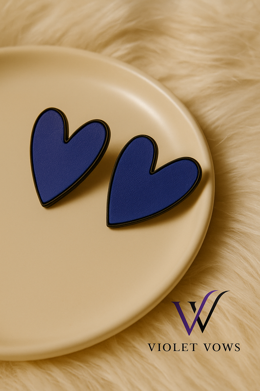 Bold Blue Heart Stud Earrings